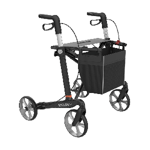 Rehasense Athlon HD Rollator, Größe L/62 cm, TPE-Bereifung, Schwarz Carbon