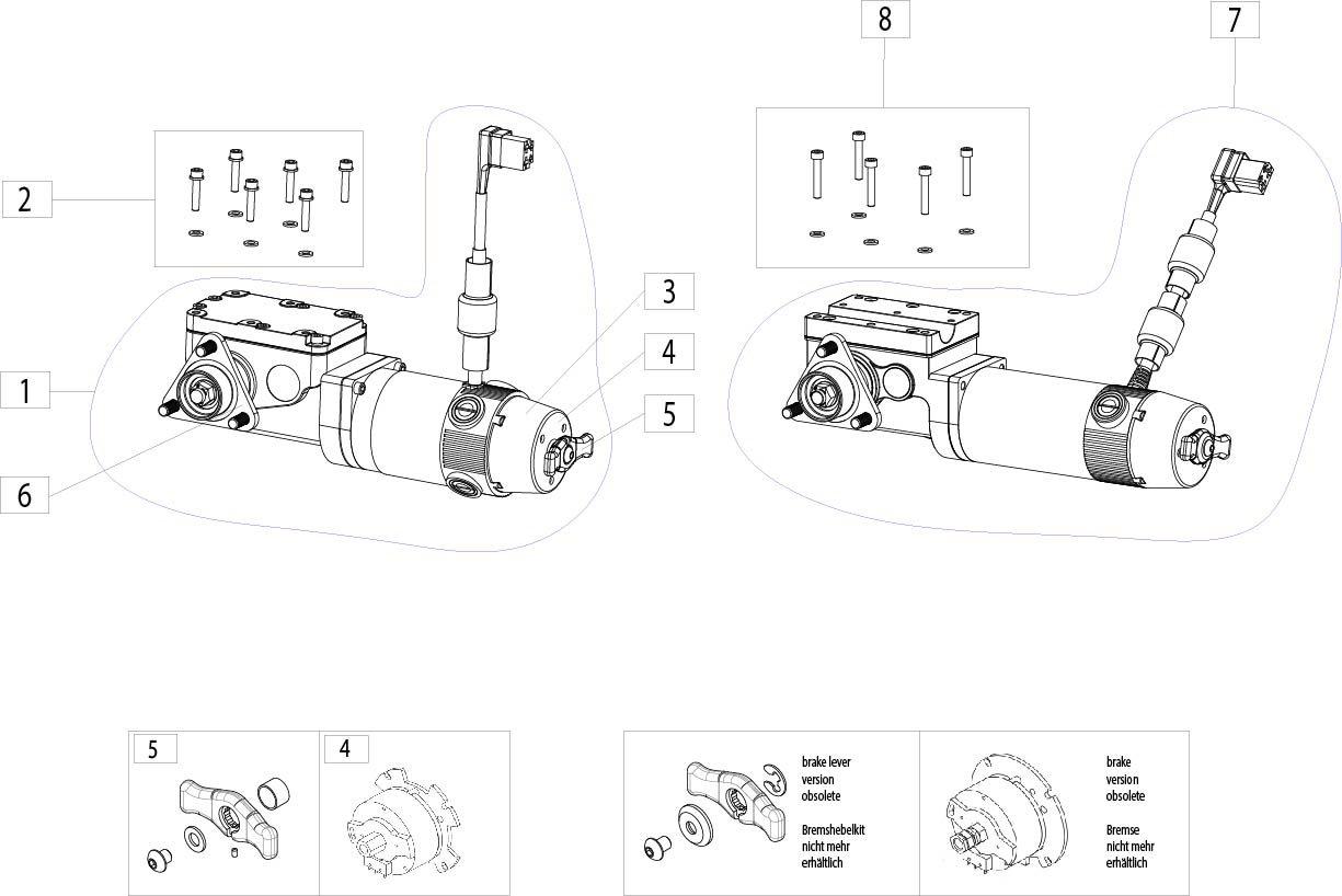 Explosionszeichnung Q400 F/M/R - Motor, Sunrise Quickie Q400 F/M/R SEDEO PRO, Q500 F/M/R/H SEDEO PRO
