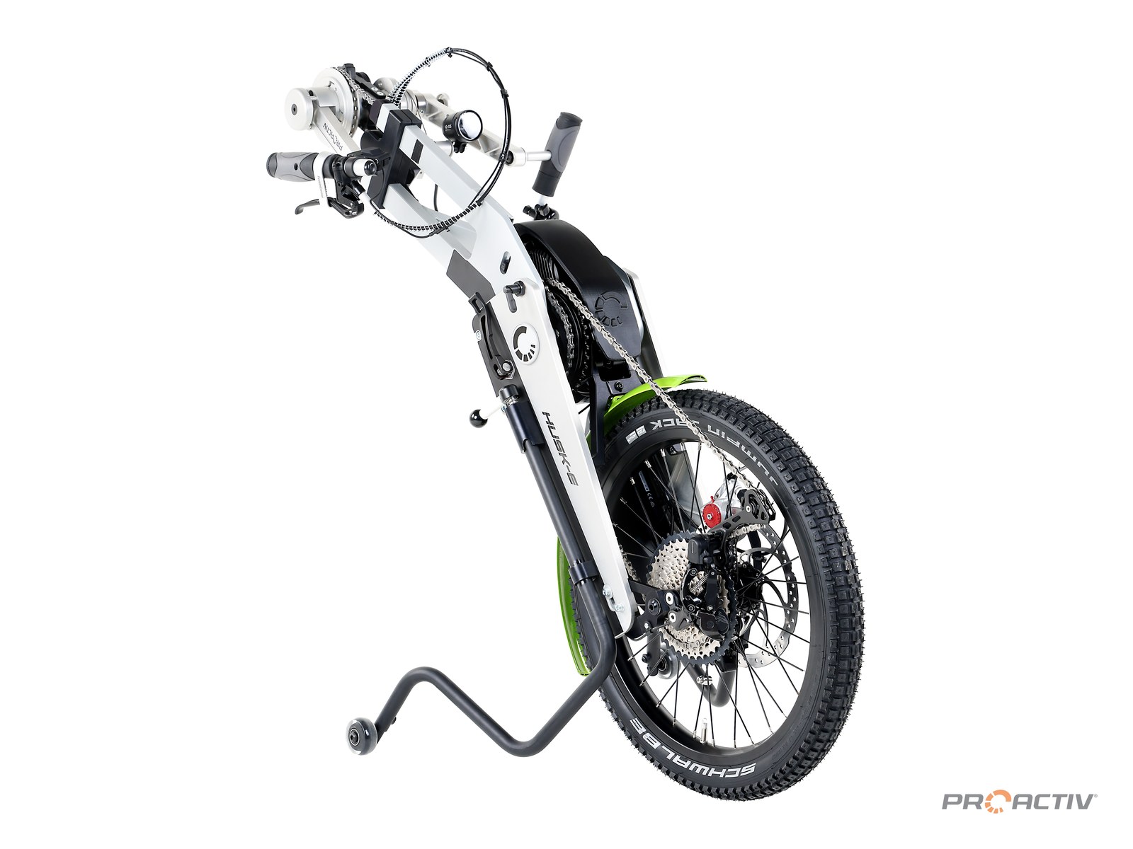 PRO ACTIV HUSK-E elektrisch Adaptiv-Handbike, Dreiviertelansicht von vorne