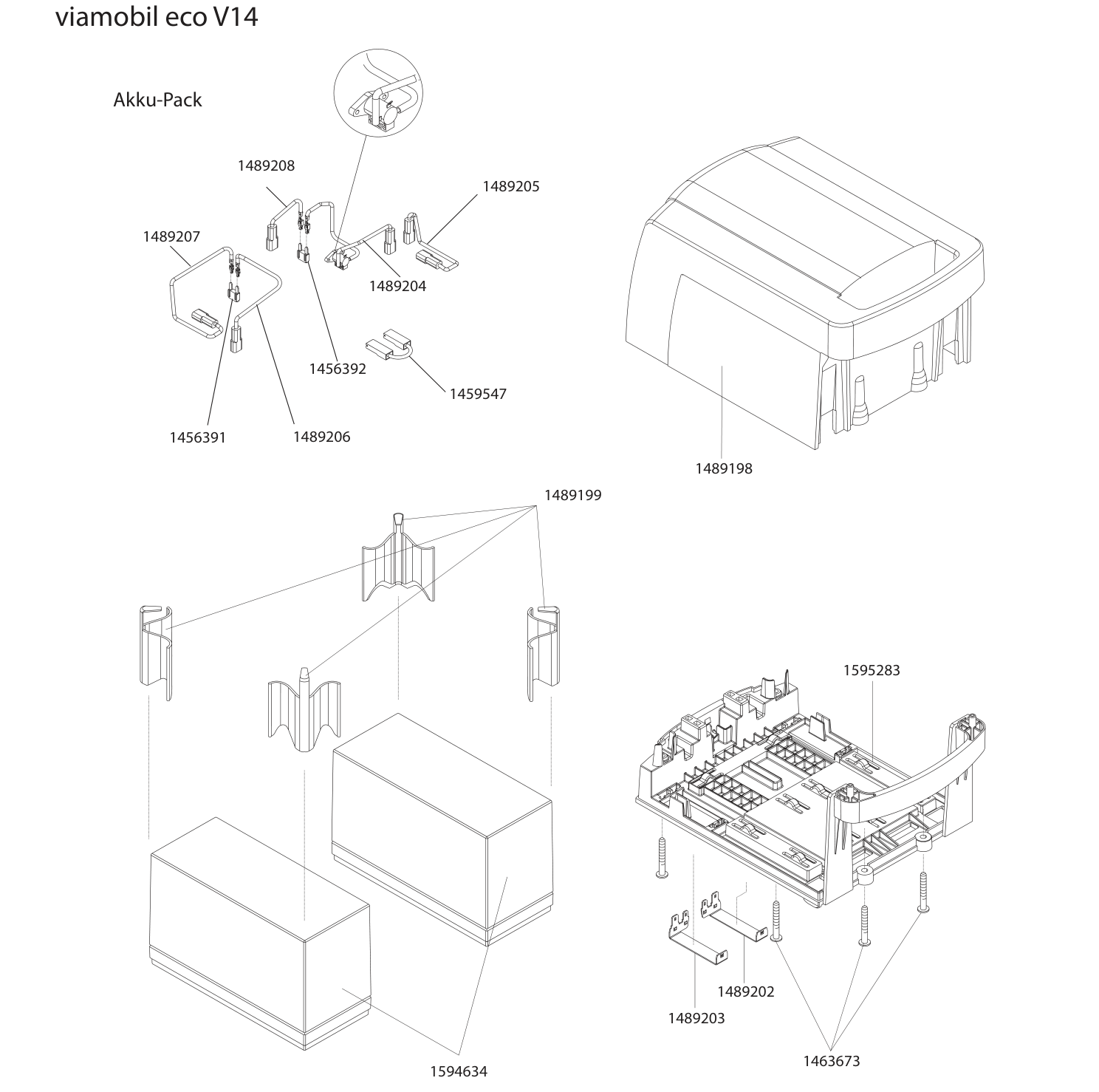 Explosionszeichnung viamobil eco V14 – Akku-Pack