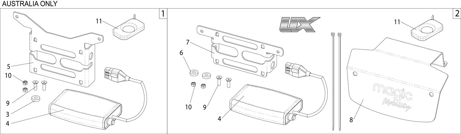 Explosionszeichnung ASTEC scooter stopper, Sunrise Extreme X8