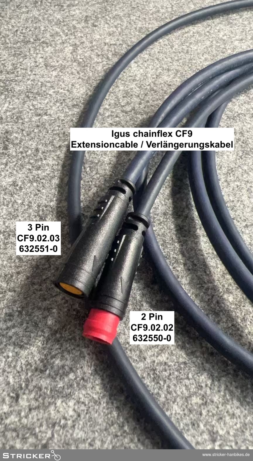Igus chainflex 2 Pin Verlängerungskabel – Stricker Handbikes, Bestellnummer 632550-0