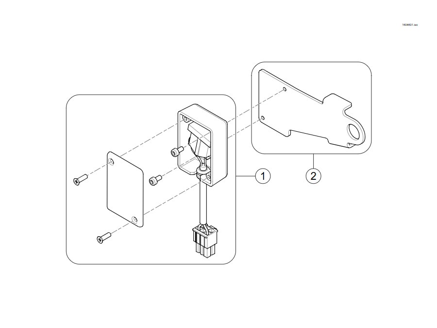 Explosionszeichnung (Slow-Stop-Sensor & bracket (Max Seat)) – Invacare Bora Classic/Refresh (bis 12/2019)