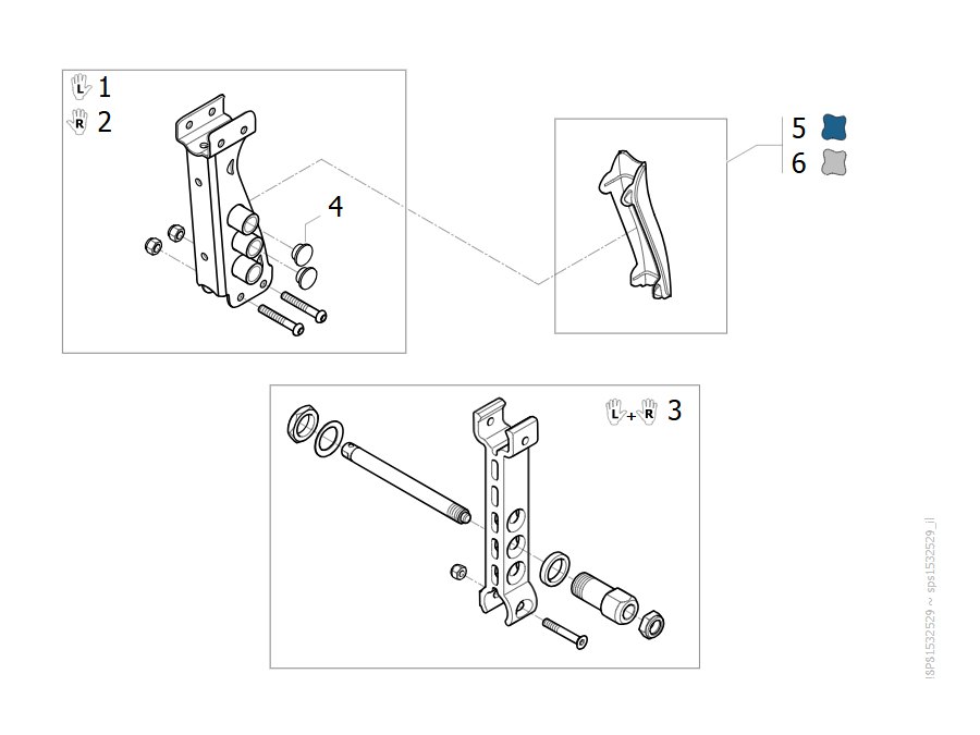 Explosionszeichnung Standardhinterradaufnahme – Invacare Action 2 NG