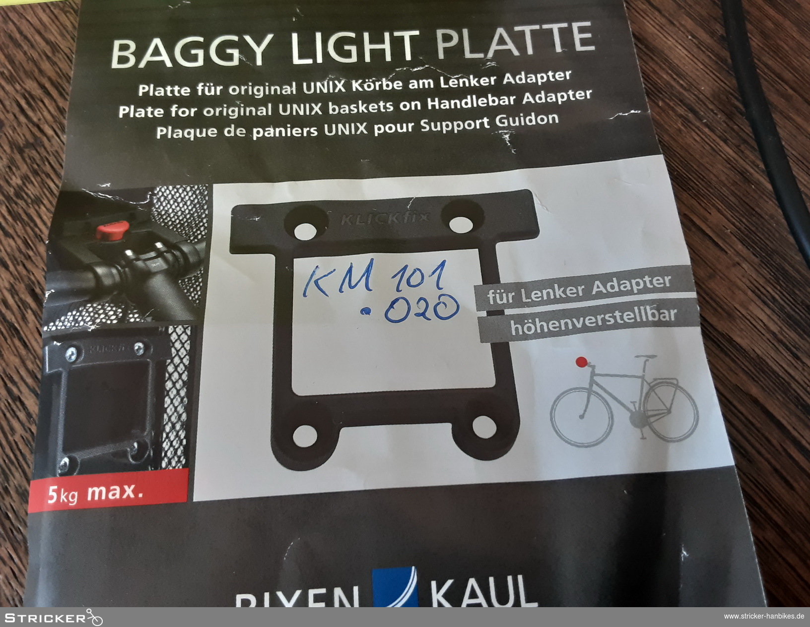 Klickfix Halteplatte f.Unix Körbe front – Stricker Handbikes, Bestellnummer 202070-0