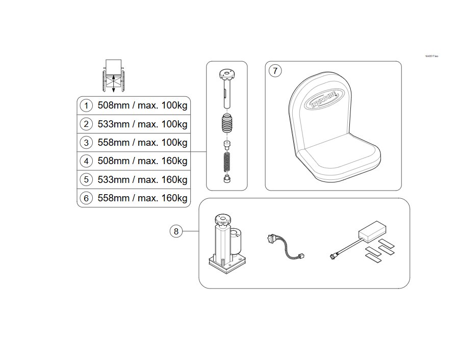 Explosionszeichnung Sitz – Invacare Comet PRO / ALPINE+ / ULTRA