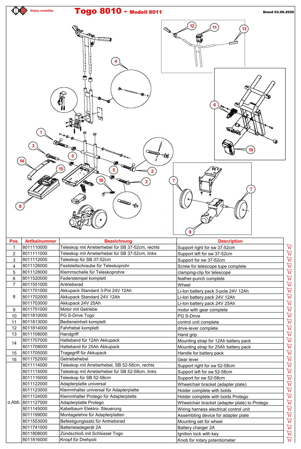 Explosionszeichnung Bischoff & Bischoff – Ersatzteilkatalog-Togo-8010 8011 / s01