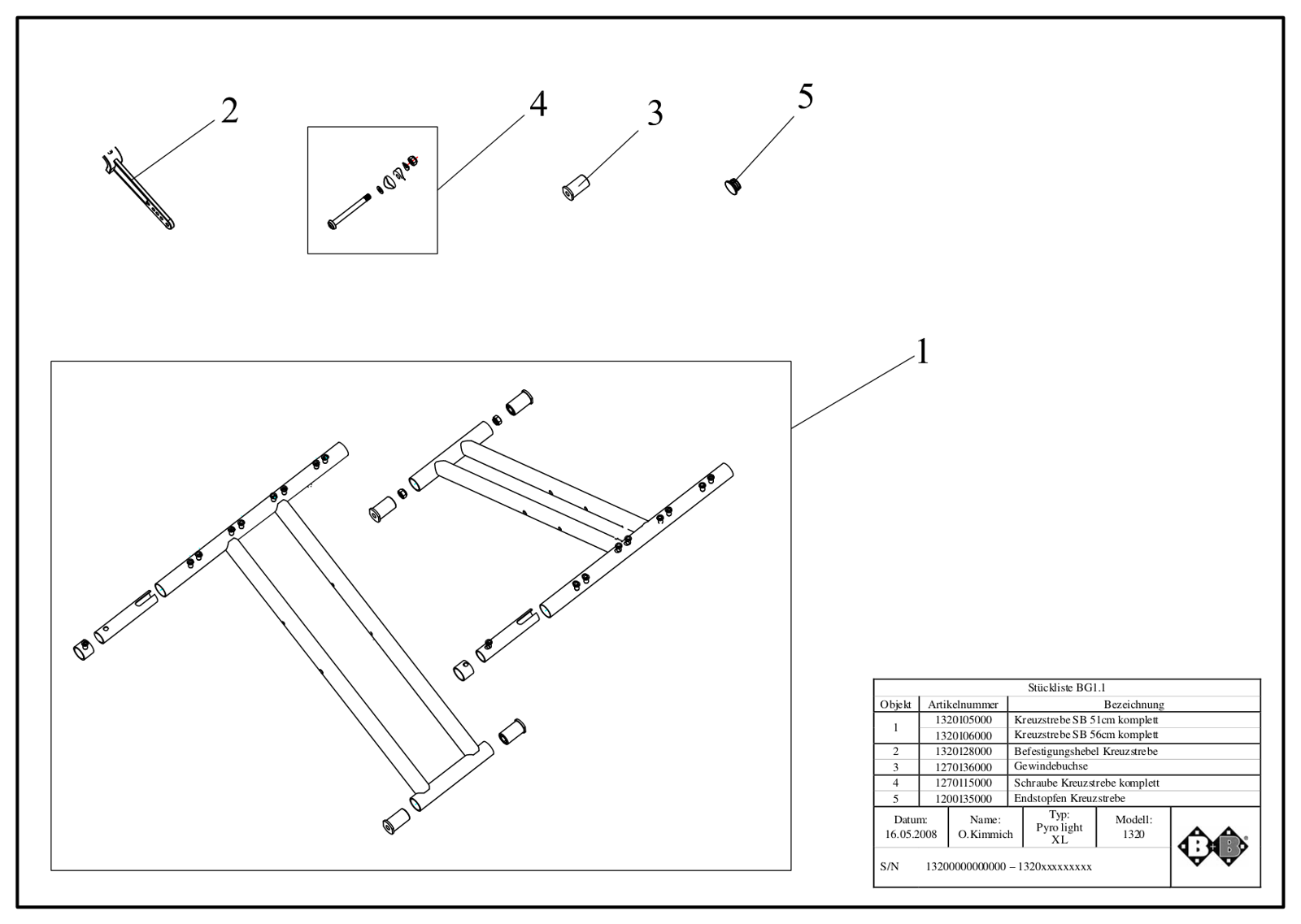 Explosionszeichnung Bischoff & Bischoff – Ersatzteilekatalog pyro light XL / s03