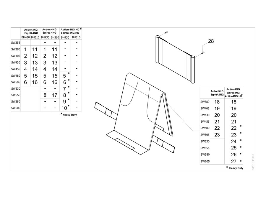 Rückenbespannung anpassbar, 1 Klettband, Standard-Überwurf