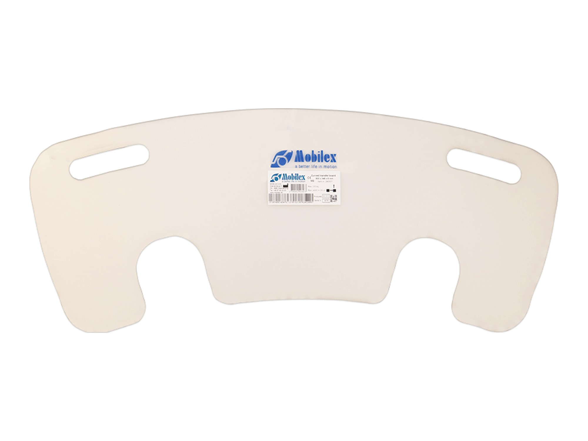 Mobilex Gebogenes Transferbrett aus Polypropylen, 800 x 348 x 6 mm (L x B x H)