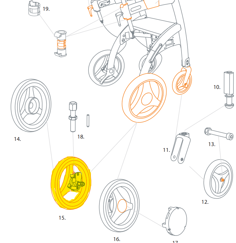 Rollz Rollz Motion S (Modell 2017) Hinterrad mit Trommelbremse links