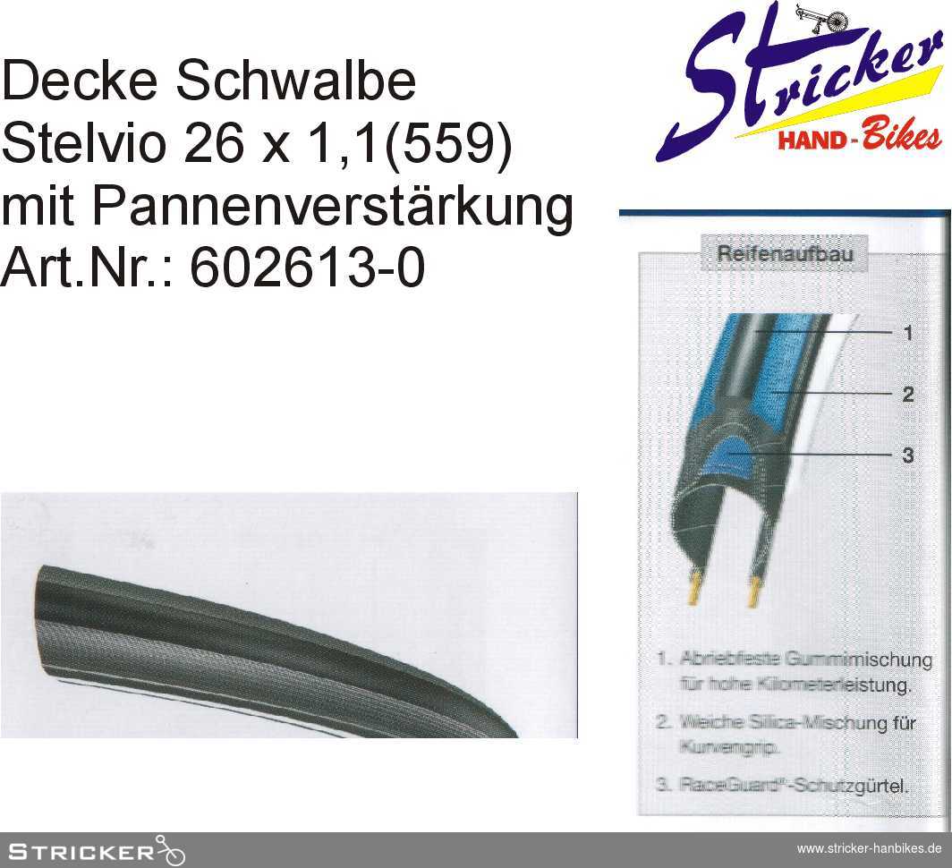 Decke Durano 26x1.1 inkl. Pannenschutz – Stricker Handbikes, Bestellnummer 602613-0