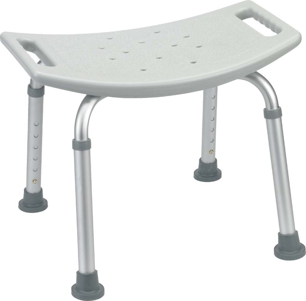 Mobilex Einfacher Duschhocker, Alu silber mit weissem Sitz