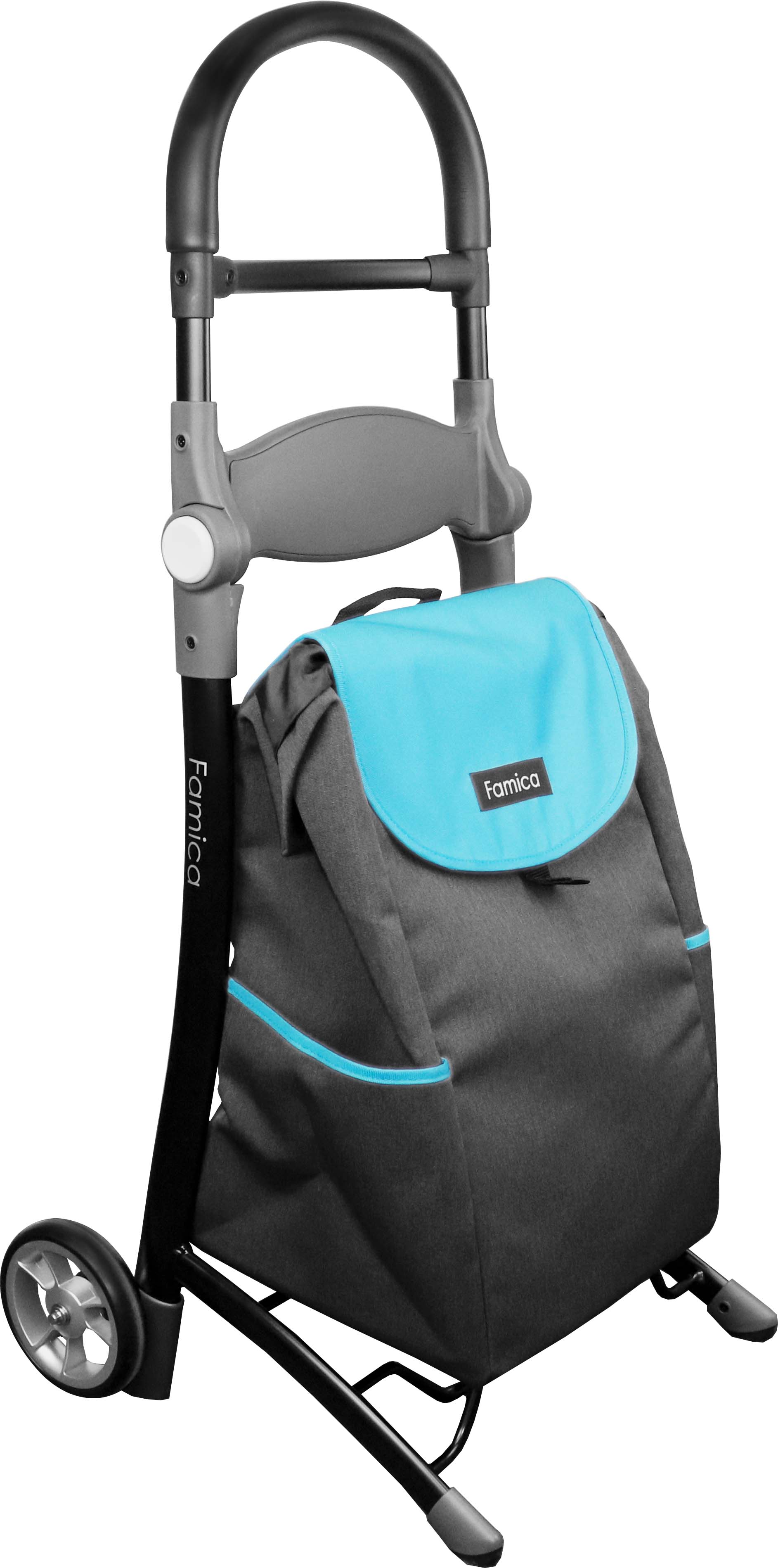 Mobilex Koala Einkaufstrolley, blau und grau, mit Rädern und Sitzfunktion, SH 65 cm