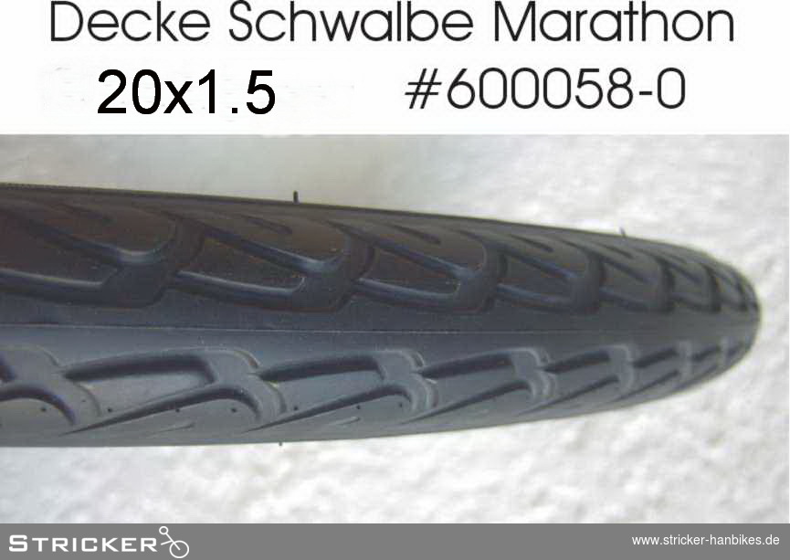Decke Marathon 20x1.5 – Stricker Handbikes, Bestellnummer 600058-0