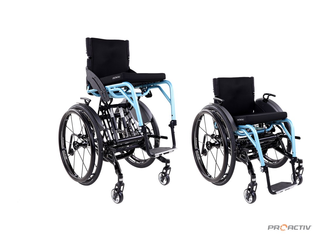 PRO ACTIV LIFT activ Rollstuhl mit Sitzhöhenverstellung, Sitzhöhe abgesenkt und angehoben