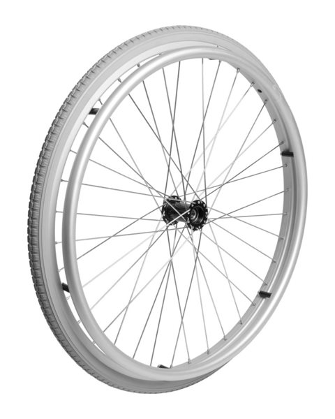 Mobilex 20" Rad, schwarze Nabe ø12 x 49 mm, 1 3/8" PU Decke und silber Aluminium Greifring