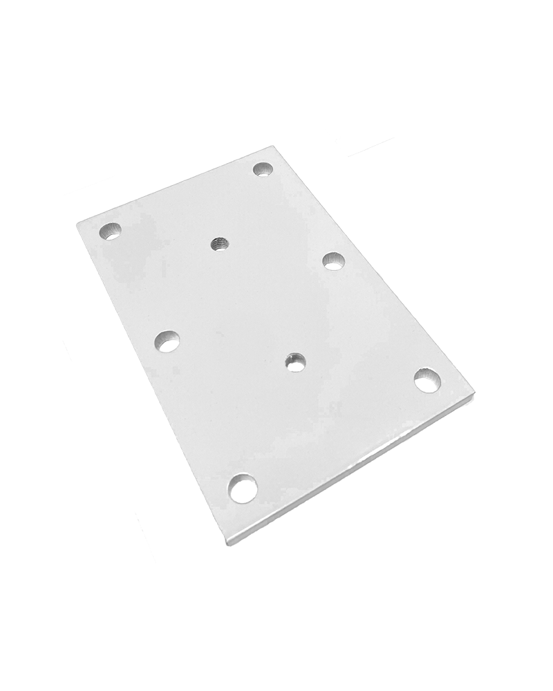 Mobilex Montageplatte weiss 150 x 100 x 8 mm, 2 x M8 Gewinde, 6 Montagelöcher ø9