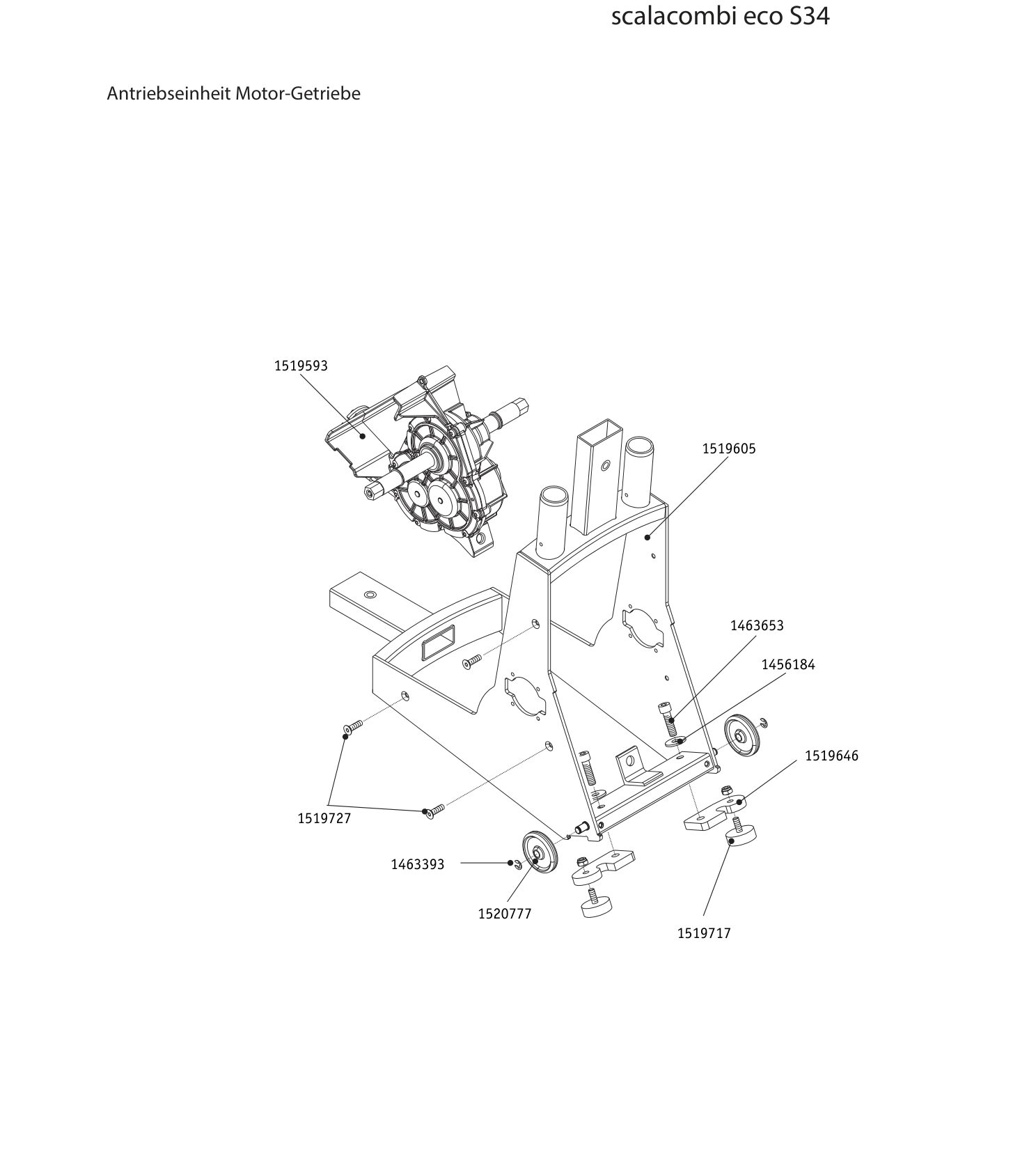 Explosionszeichnung scalacombi eco S34 – Antriebseinheit Motor-Getriebe