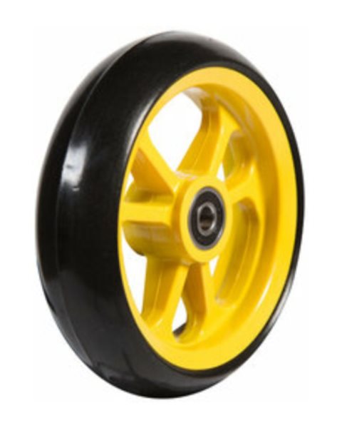 Mobilex 4" Fiberrad, gelb, 100 x 34 mm, schwarze Laufbahn, Naben ø8 x 25 mm