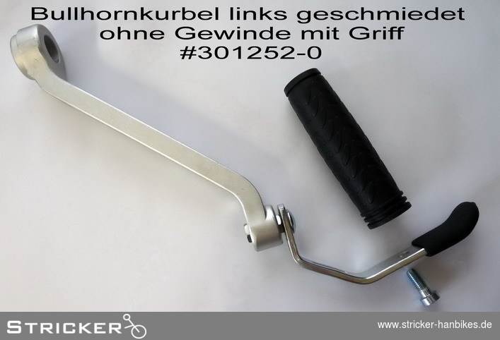 Bullhornkurbel-geschmiedet incl. Griff – Stricker Handbikes, Bestellnummer 301252-0