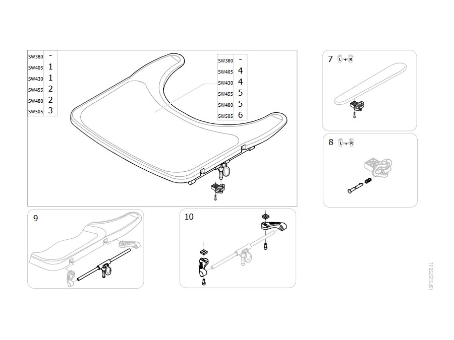 Explosionszeichnung Therapietisch – Invacare Action 3 NG / XT