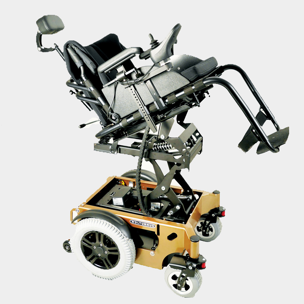 Wolturnus Rex 350 Hockey mit hochgefahrenem Sitz und freiliegendem Fahrgestell