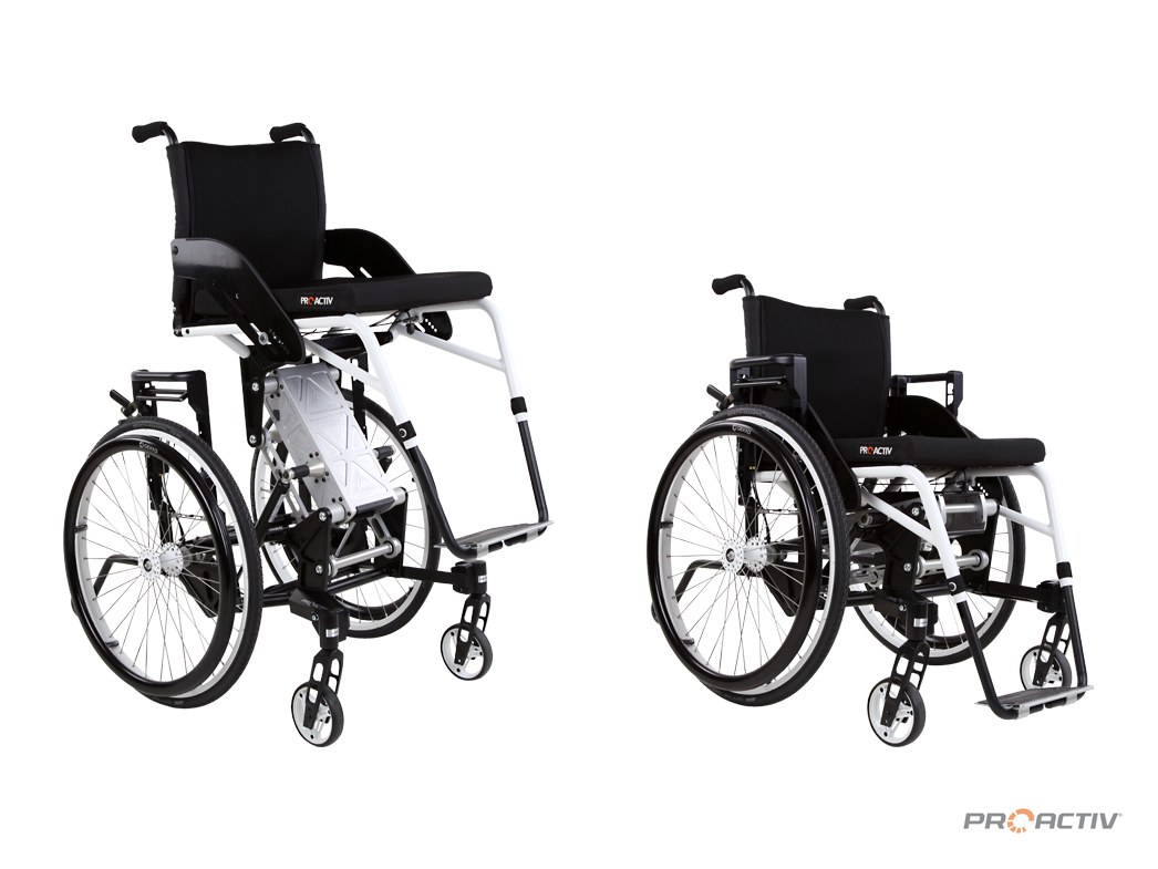 PRO ACTIV LIFT solid mechanisch Rollstuhl mit Sitzhöhenverstellung, Sitzhöhe abgesenkt und angehoben