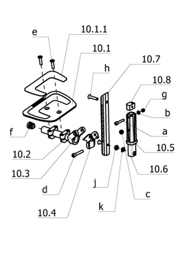 Fußbrett – hochmontiert - höhen-und winkelverstellbar (Code 3532)