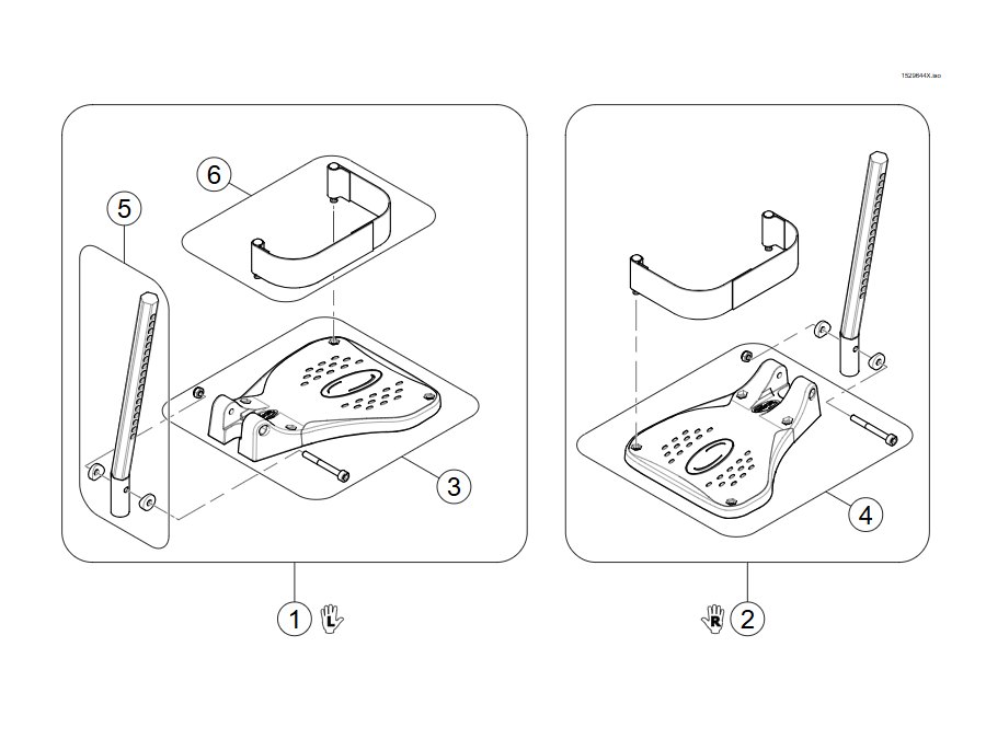 Explosionszeichnung (Footrests Vari, Flip-Up (01.08.10 =>)) – Invacare AVIVA RX