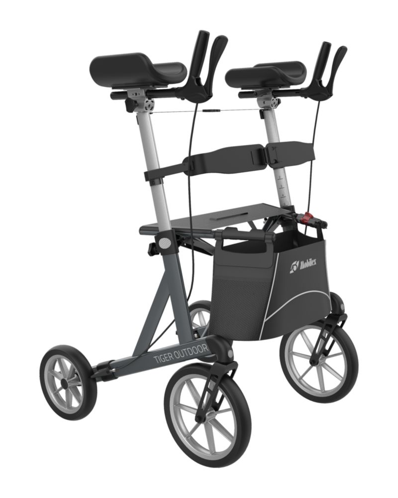 Mobilex Arthritis Rollator Tiger Outdoor, anthrazit, SH 62 cm, mit Softrädern, inkl. Stütz-/Rückengurt