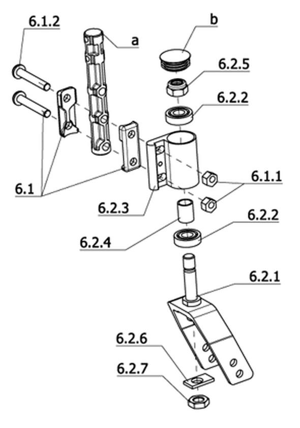 Winkelverstellbare Lenkgabel kurz Gabelweite 45,7mm – Rahmenlänge kurz (c) (Code 173-351)