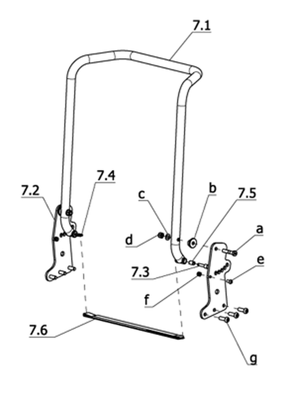 Rückenlehne mechanisch verstellbar – Rücken für externe Rückensysteme (Code 401-608)
