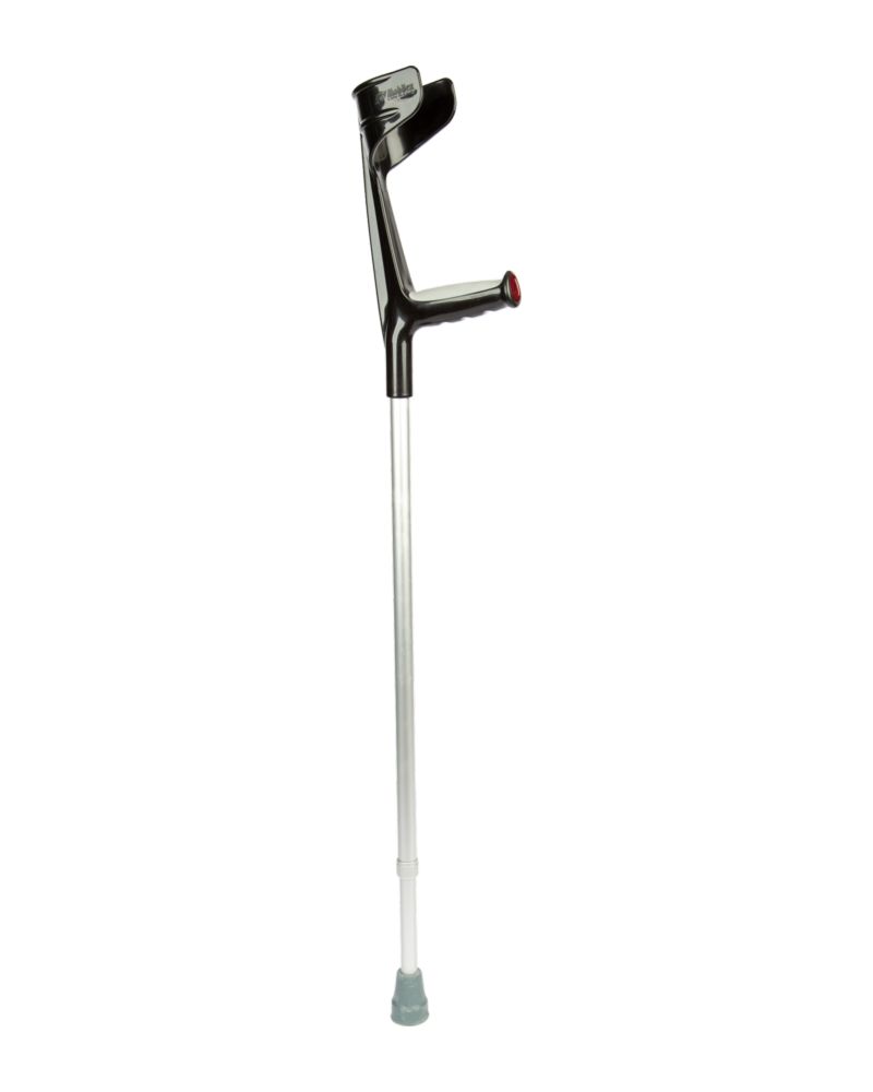 Mobilex Unterarmgehstütze, silber mit schwarzem Handgriff, weichem SOFT Griff, Höheneinstellung 94-121cm