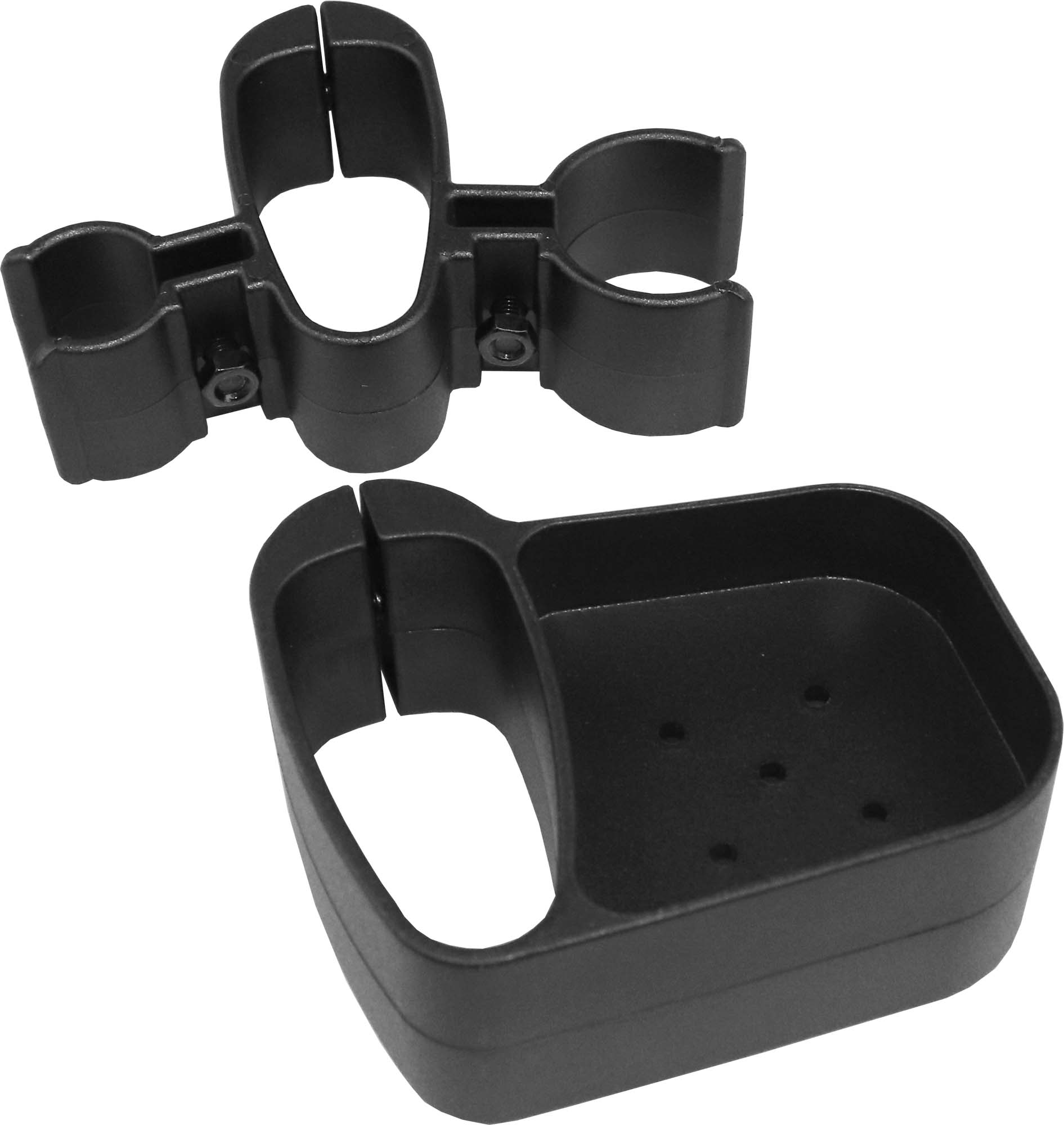 Mobilex Stockhalter für Leopard, Gepard, Buffalo, Panda und Lion Rollator (Set mit Klemme und Becher)