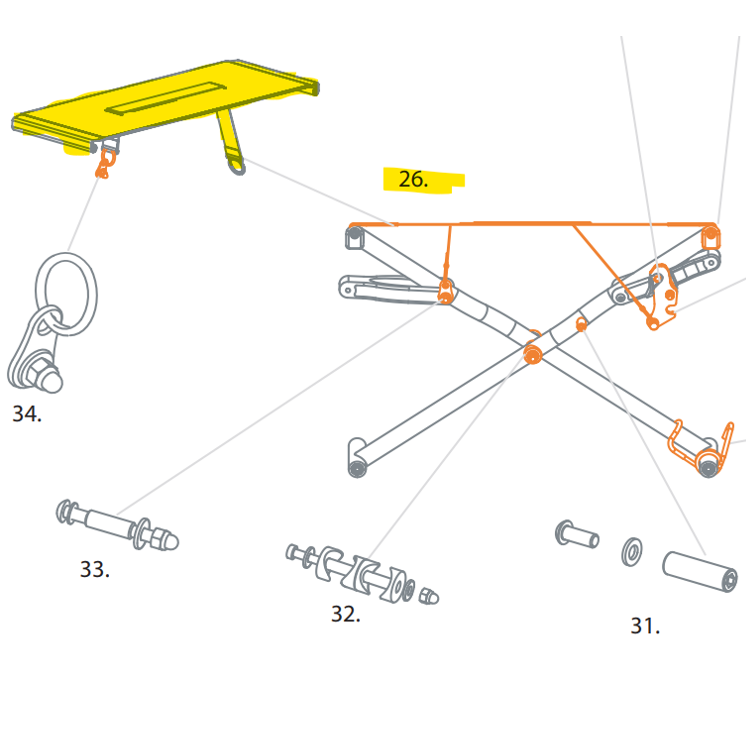 Rollz Kreuzstrebe unter dem Sitz, komplett für Rollz Flex