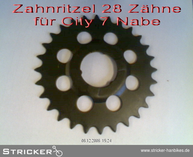Zahnritzel 28 Zähne für City 7 Nabe – Stricker Handbikes, Bestellnummer 609110-0