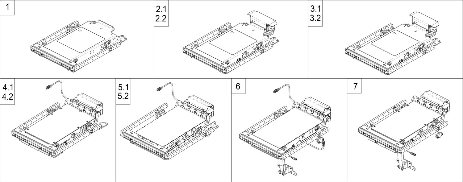 Explosionszeichnung Elektrische Sitzeinheiten, Sunrise Frontier V6