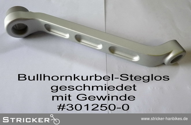 Bullhornkurbel rechts mit Gewinde – Stricker Handbikes, Bestellnummer 301250-0
