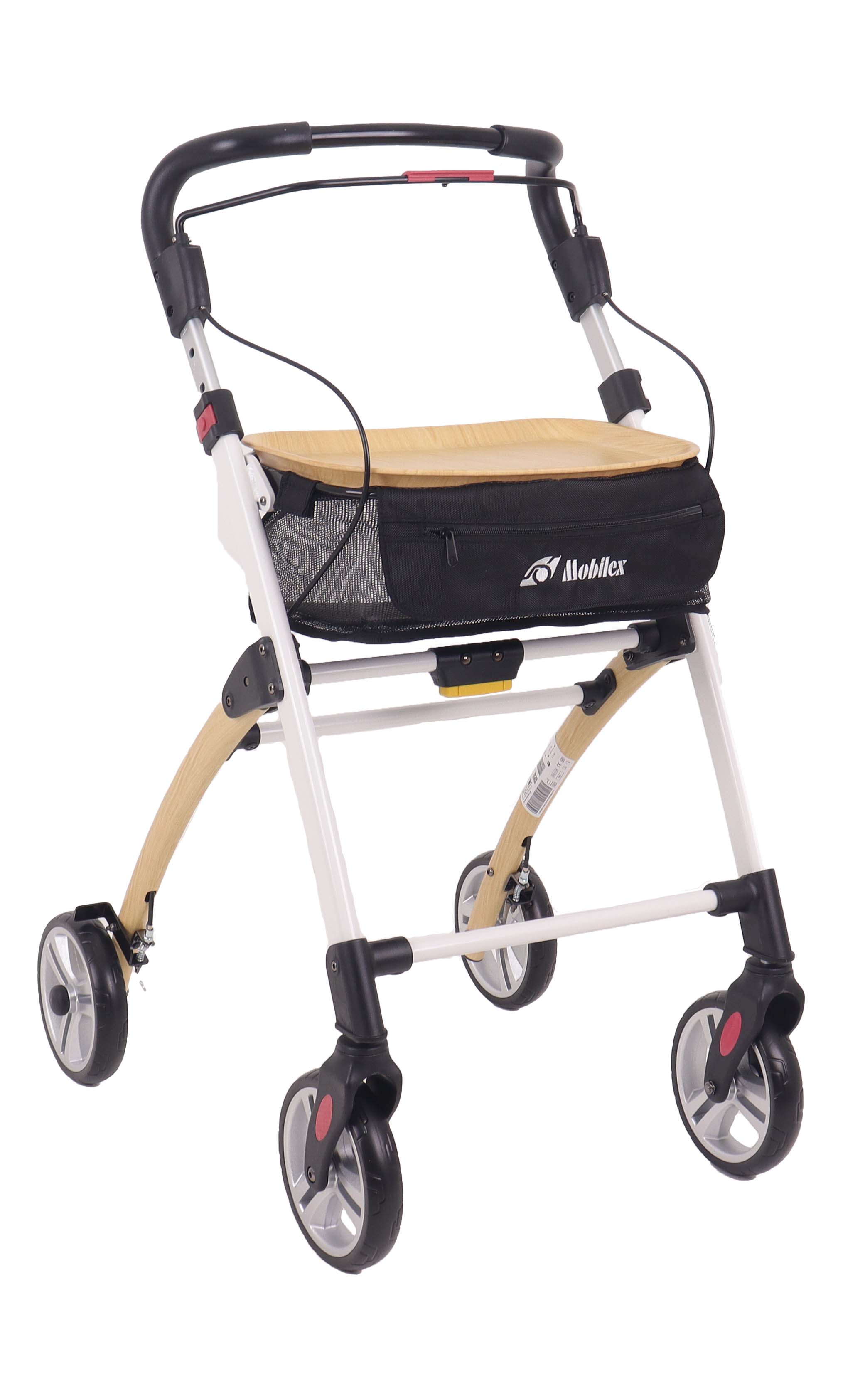 Mobilex Jaguar SUPREME Indoor Rollator, weiß mit Holzoptik