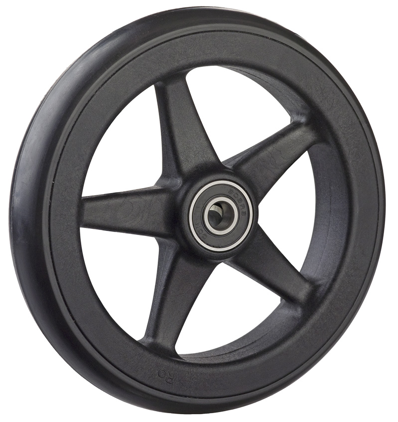 Leichtgewichtrad mit Ku.-Felge, schwarz – 125×24 mm