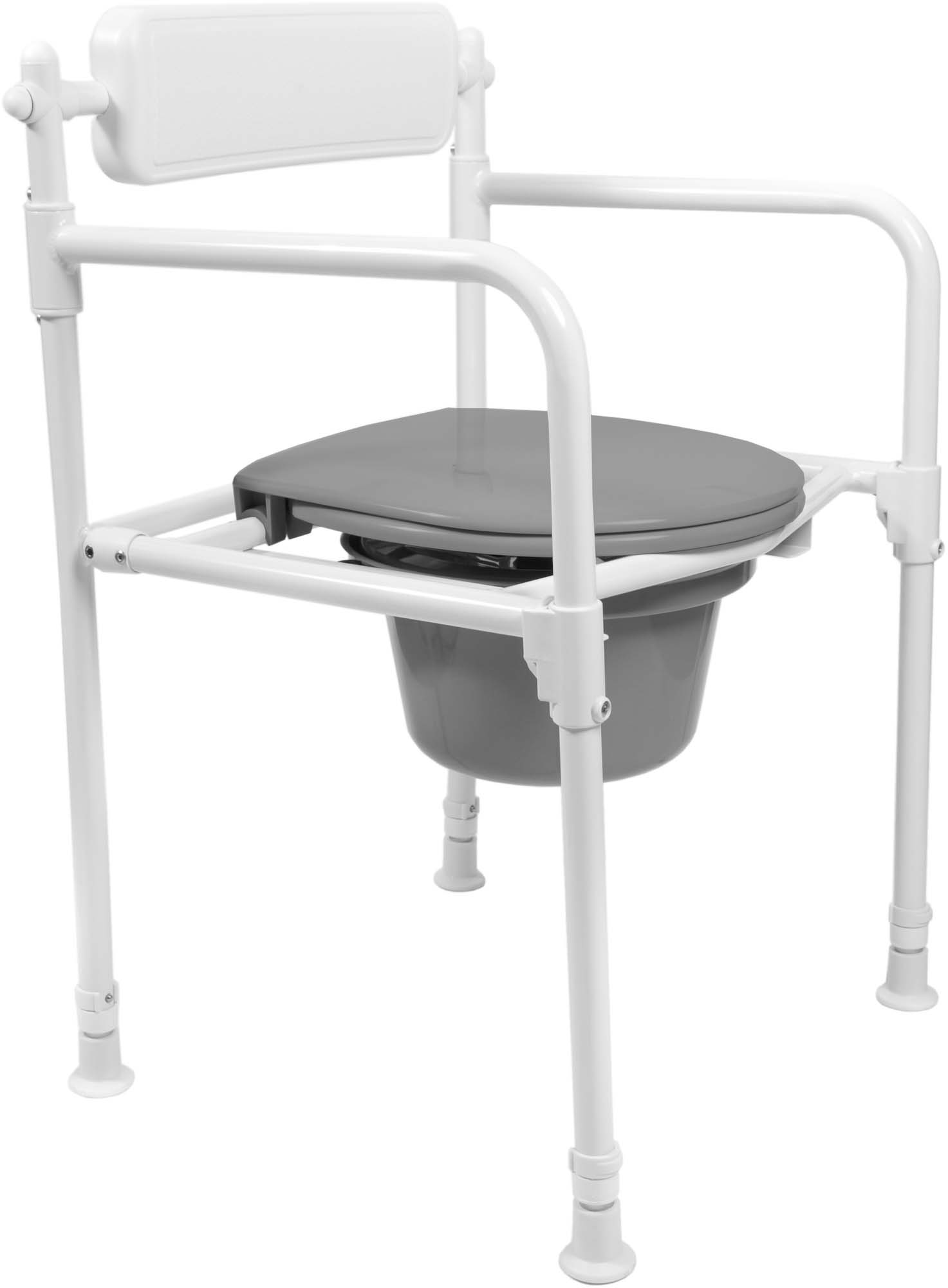 Mobilex Faltbarer Toilettenstuhl, Alu weiss, mit Sitzbrille und Eimer
