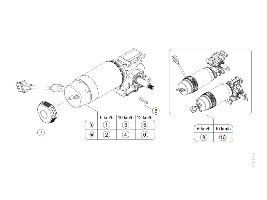 Explosionszeichnung Antrieb DuraWatt – Invacare Storm4