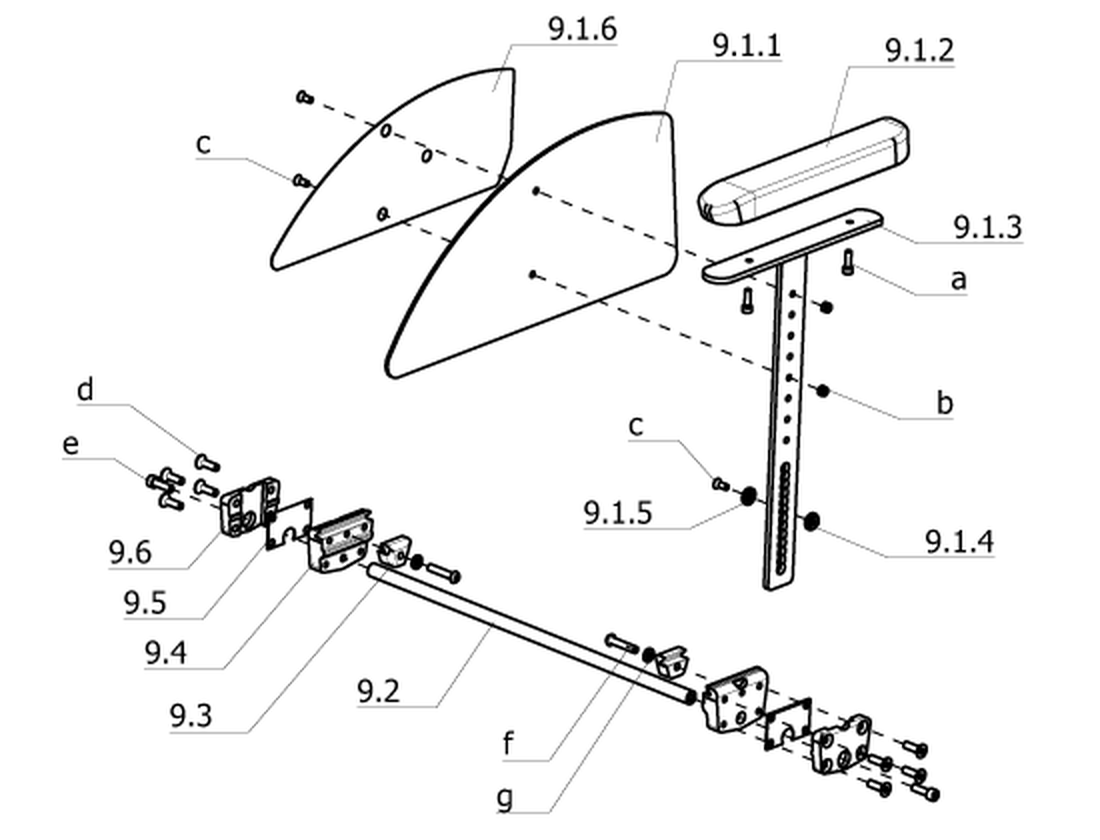 Kleiderschutz mit höhenverst. Armlehne und Carboneinlage (Code 748)