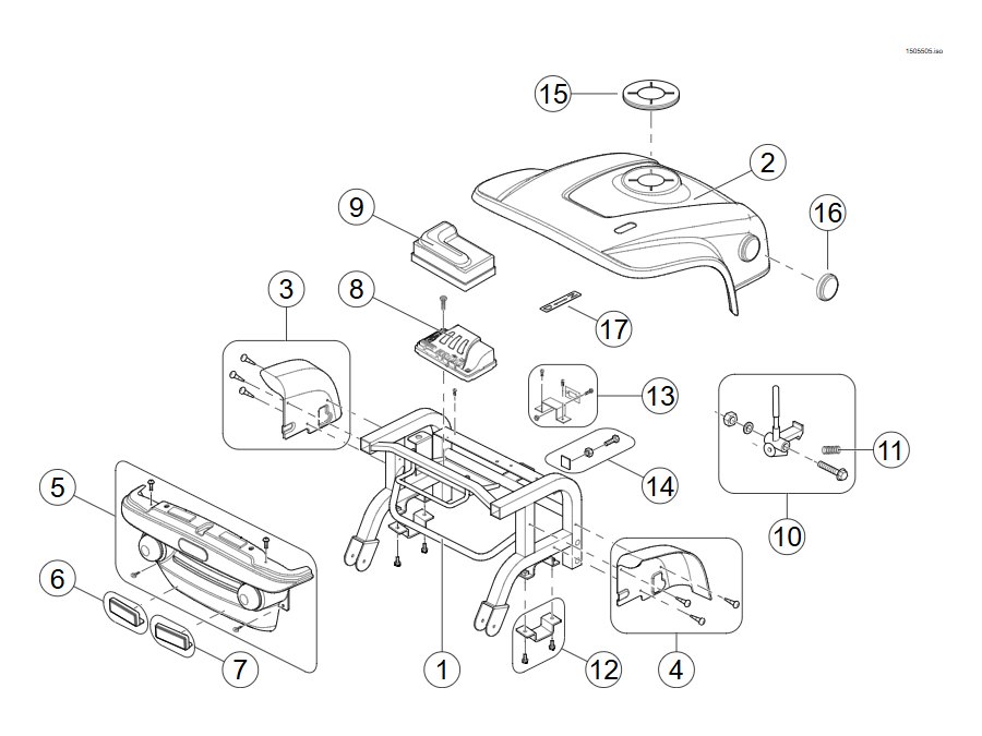 Explosionszeichnung Chassis hinten – Invacare Leo