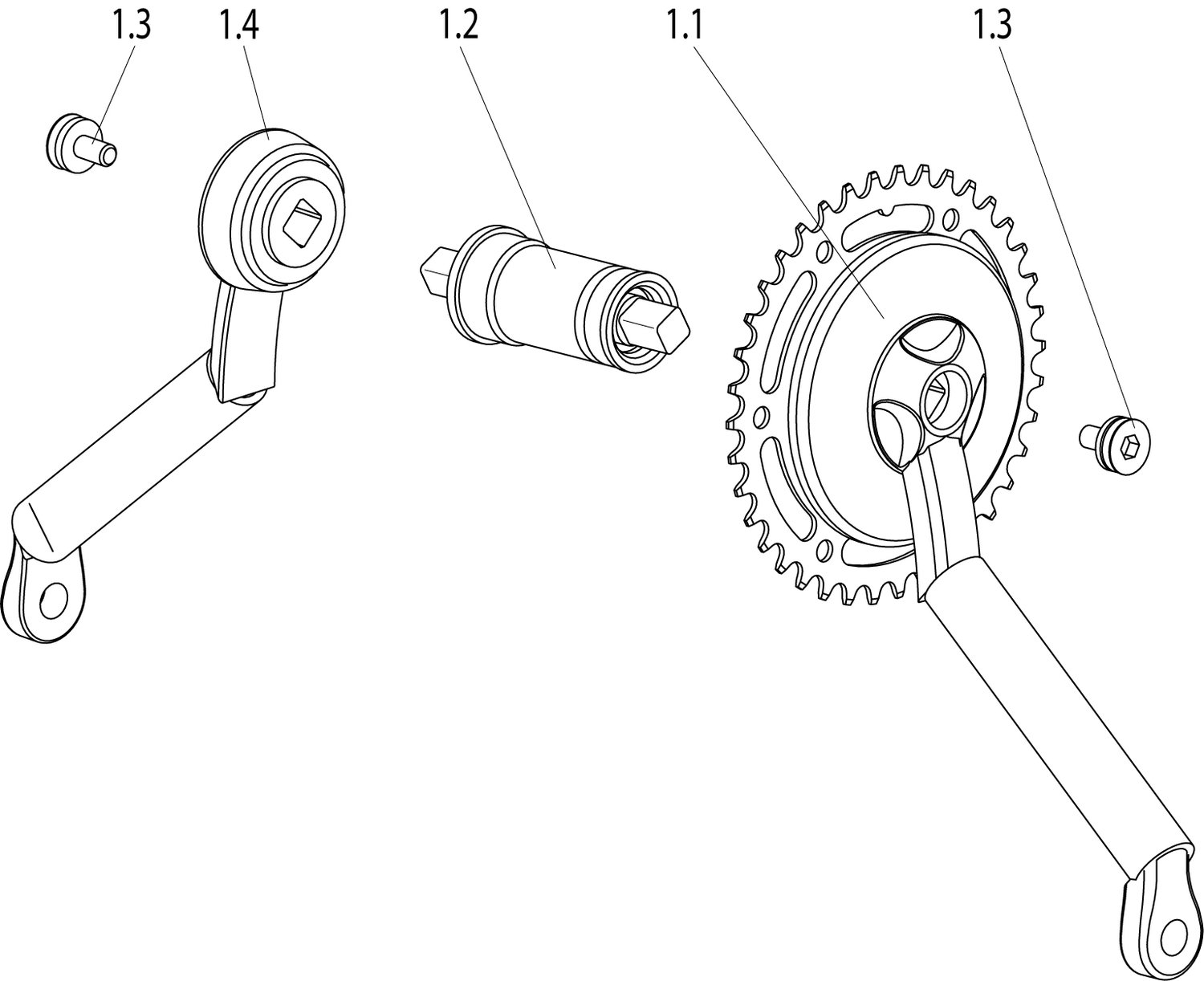 Explosionszeichnung Kurbel Attitude Junior, Manual, Hybrid bis KW44/2025, Sunrise Attitude (Manual, Hybrid, Power, Junior)