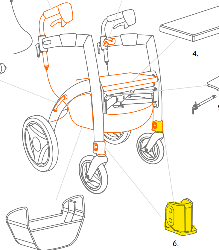 Rollz Fußstützenhalter links für Rollz Motion