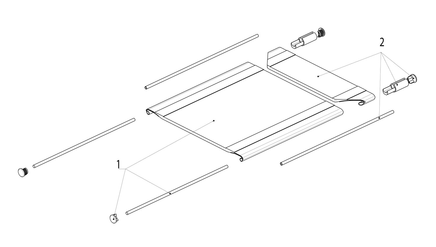 Explosionszeichnung BasiX² / RubiX² - Sitzbespannung und -kissen, Sunrise BasiX² / RubiX²