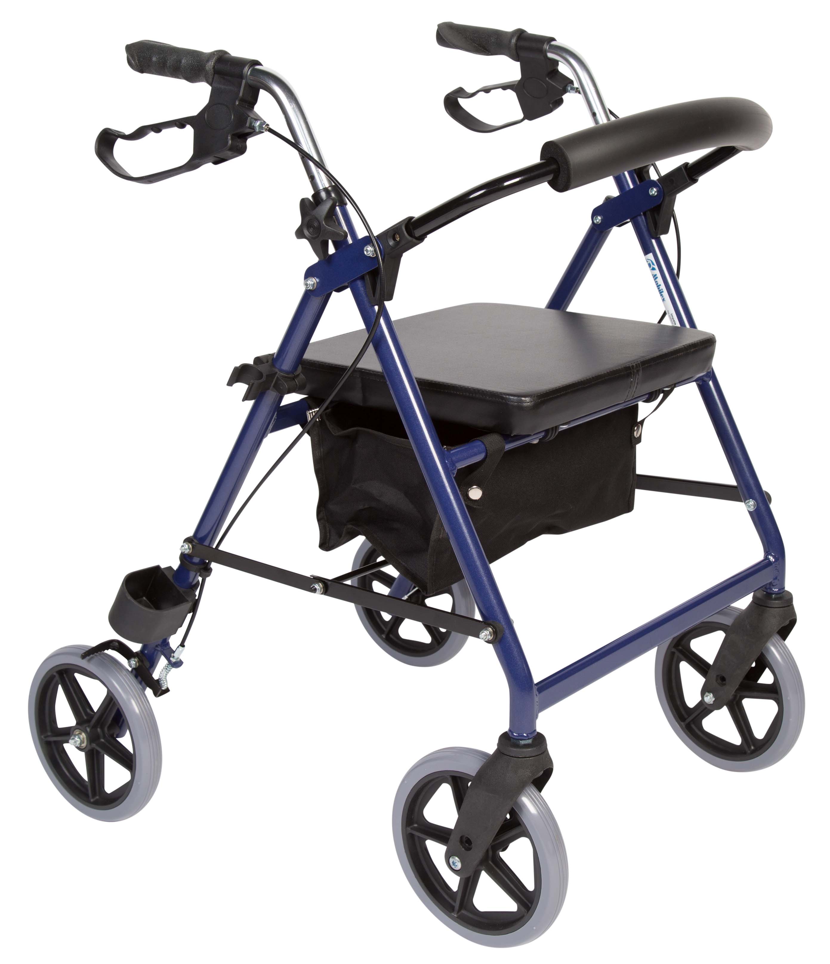 Mobilex Impala Rollator, standard Modell, blaumetallic, mit Tasche, Rückengurt und Stockhalter