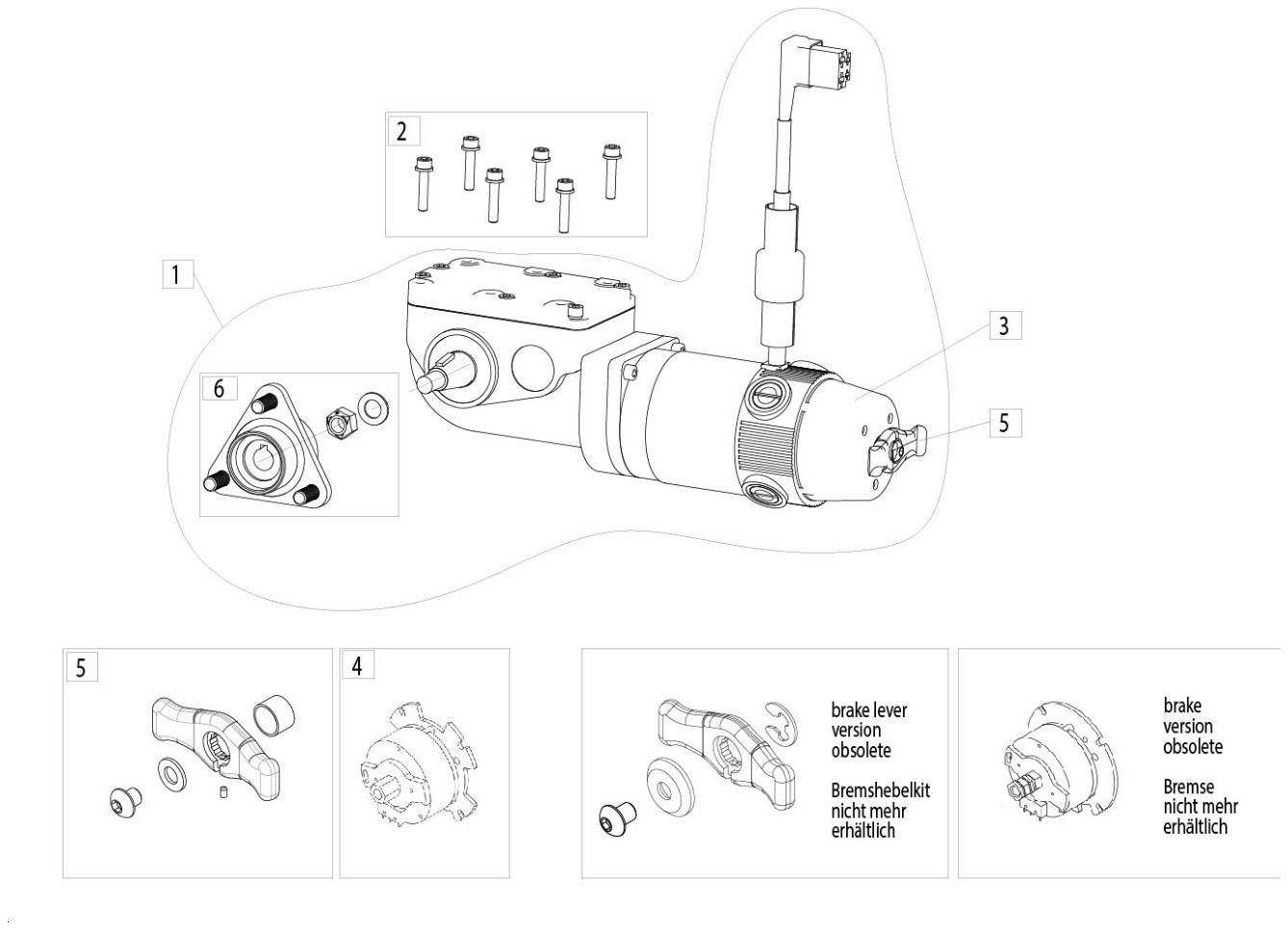 Explosionszeichnung Q300 M - Motor 4-Pol - R-Net / VR2, Sunrise Q300 M für Leckey BeMe Sitzsystem